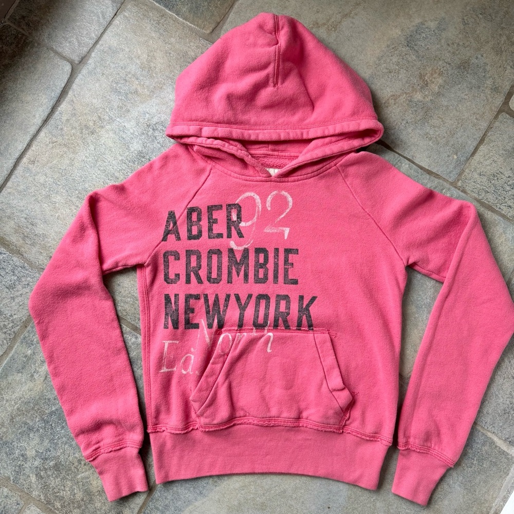 Abercrombie Y2K 2000s‎ Vintage Bright Pink Hoodie fits Women's XS or S RARE